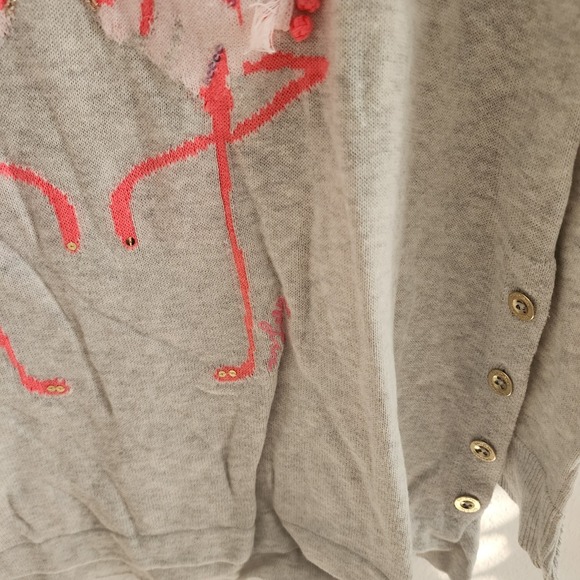 Lilly Pulitzer‎ Caralynn Sweater Seaside Grey Flamingo Intarsia Size M - Picture 3 of 6